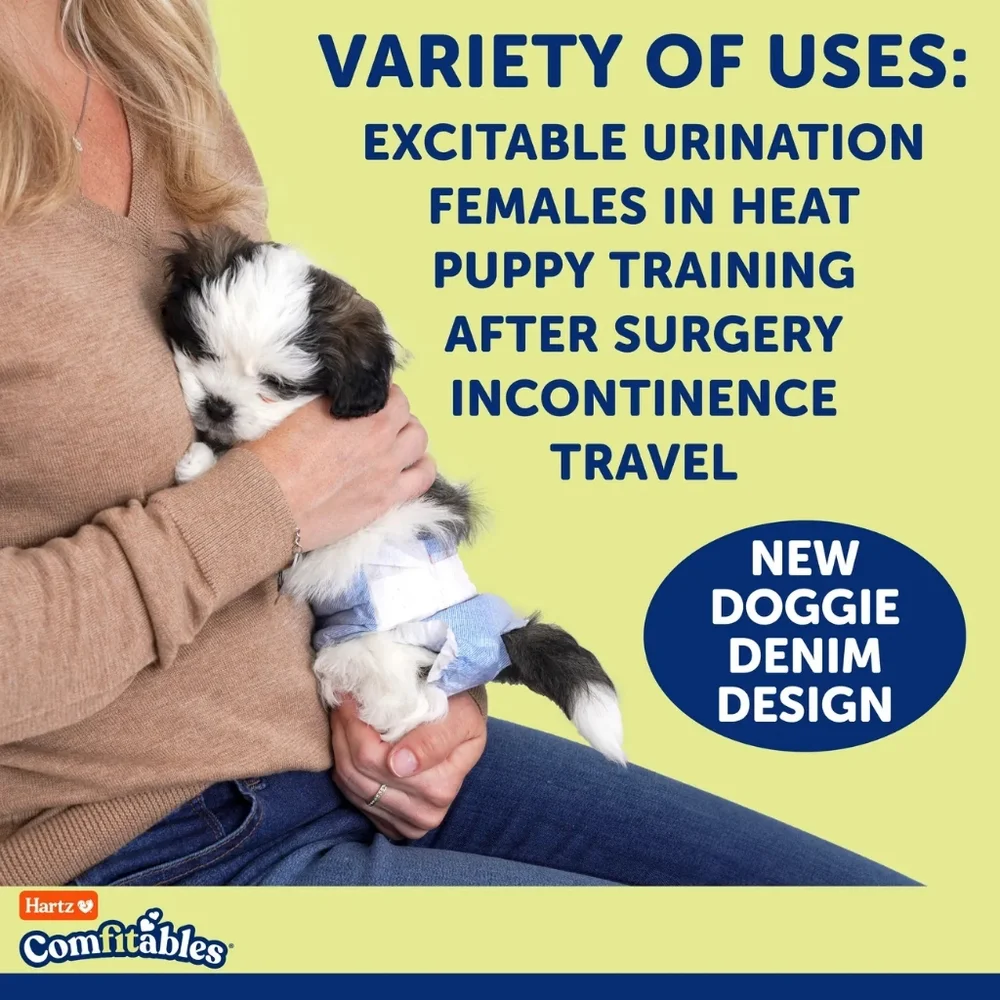 Hartz Comfitables NIP Denim Design Disposable Dog Diapers Size Large- 26ct